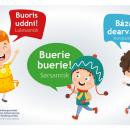 Barn hilser på nord-, lule- og sørsamisk. 